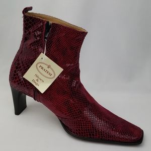 NWT Pratesi Square Toed Ankle Boot Sz 37